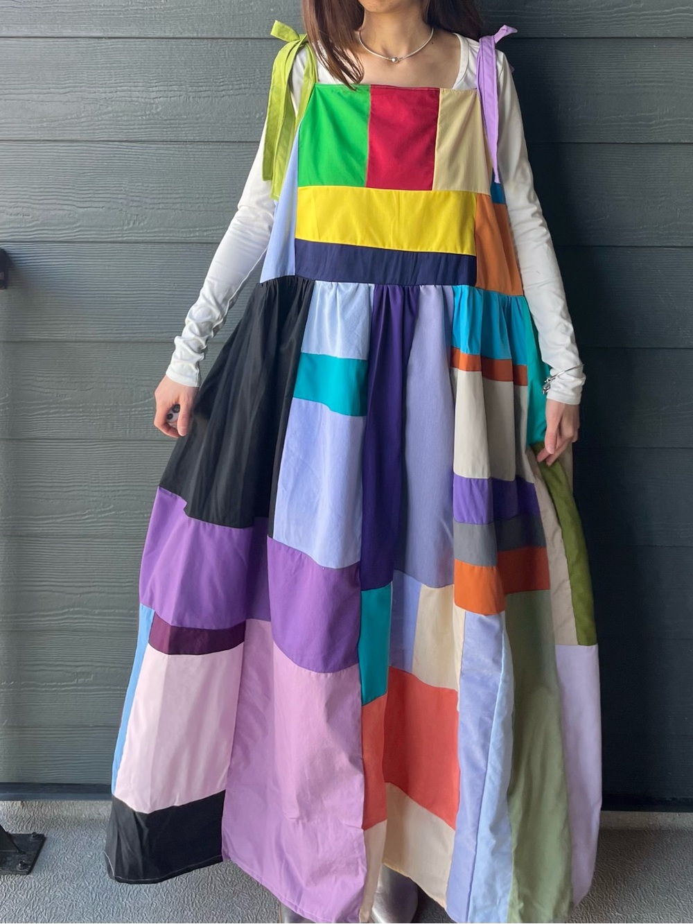 Handmade Quilted Patchwork Colorblock Dress SKU 06153